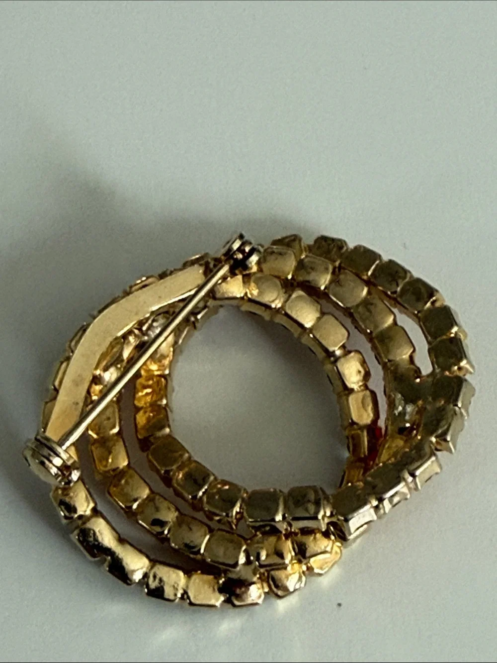 Vintage Multicolor rhinestone Triple Hoop Brooch autumn color perfection